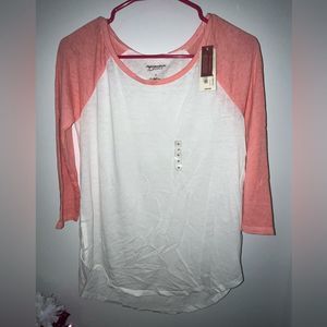 NWT Pink and white baseball tee (size medium)